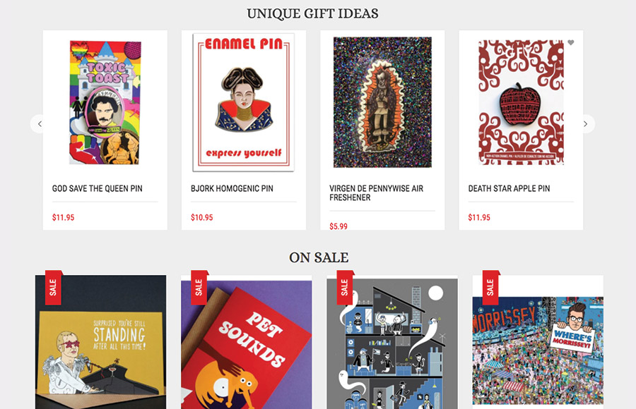 Remixed Gifts Website Homepage; Below the fold