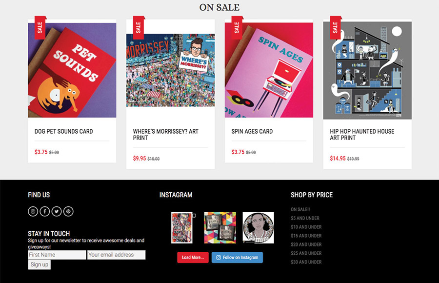 Remixed Gifts Website Homepage; Footer